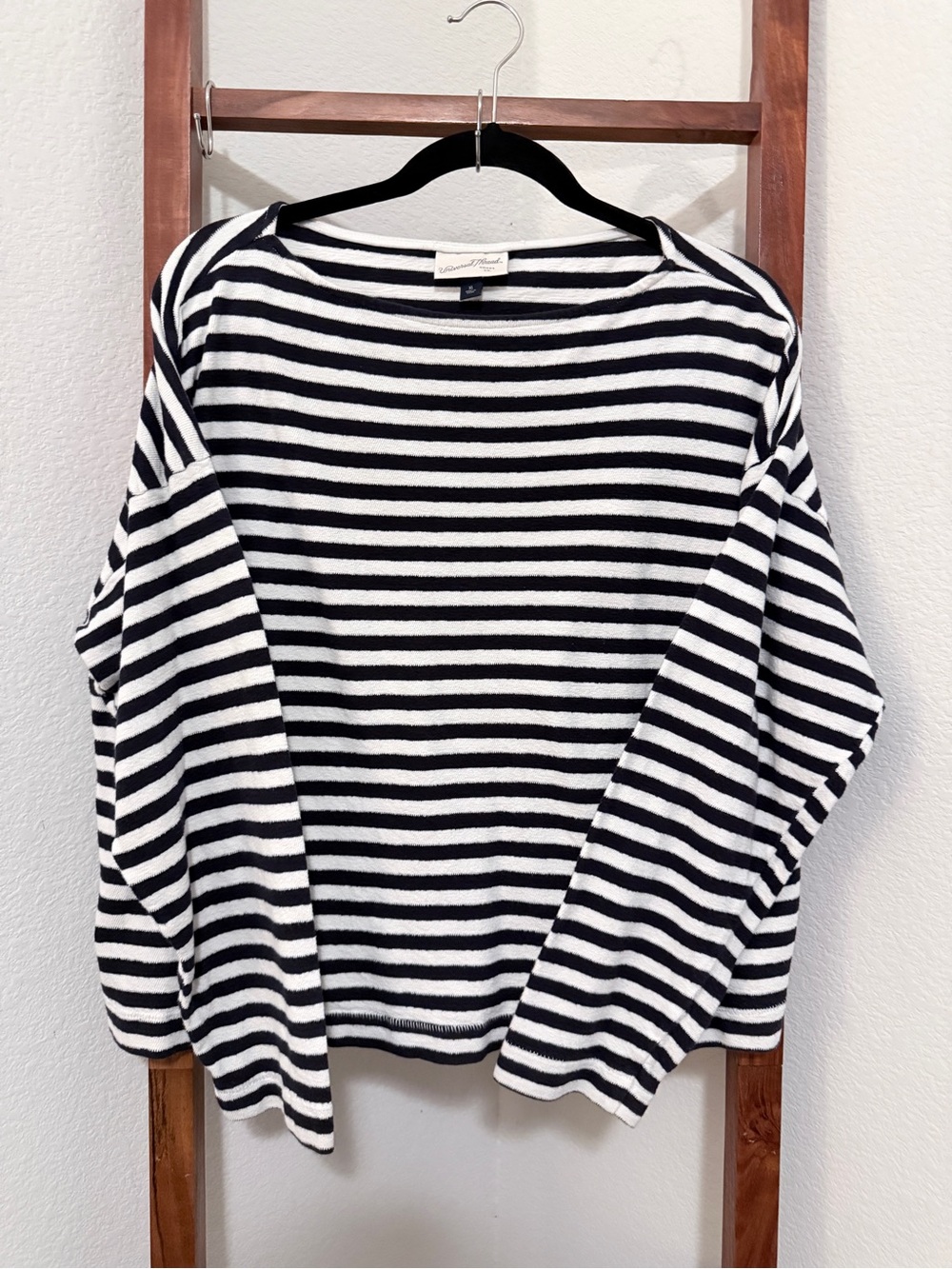 Universal Thread Black & White Striped Boatneck Sweater Tee